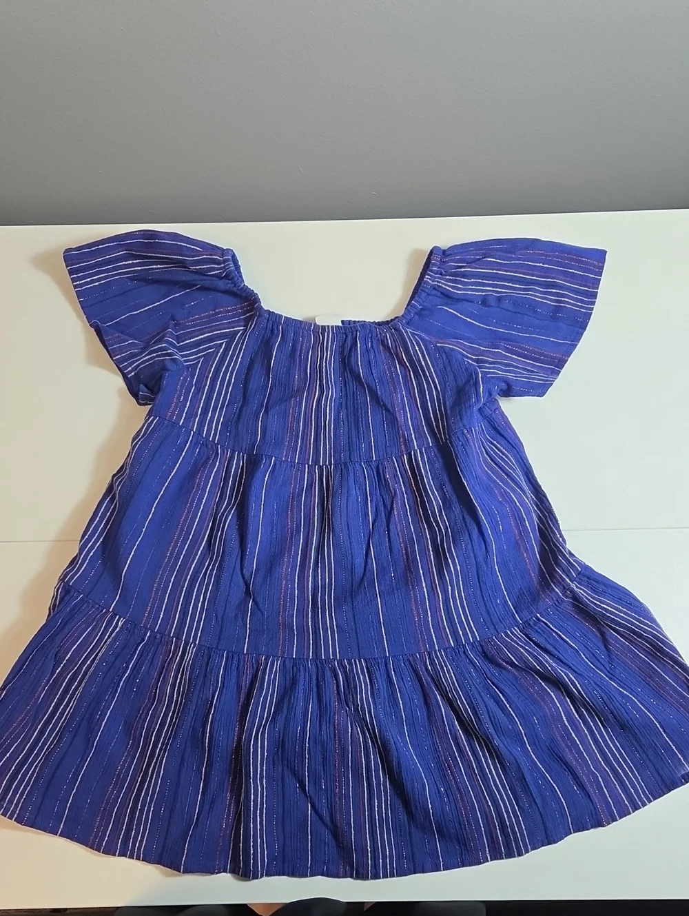 Baby Gap Blue Shimmer Stripes Fully Lined Dress Size 4